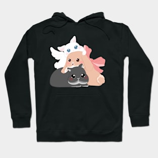 Trio Rabbit | Bailey Sean and Claude with wings | Bunniesmee Hoodie